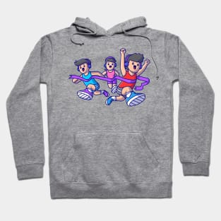 Cute People Running Cartoon Hoodie